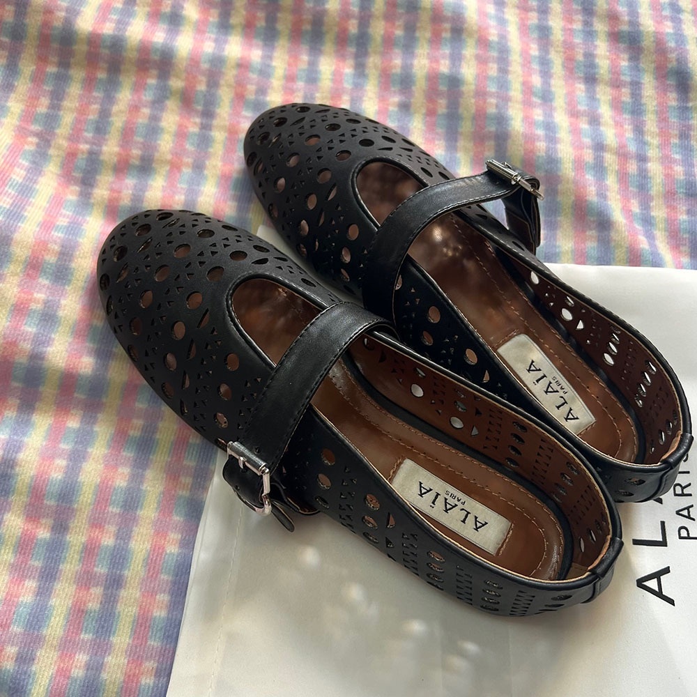 Alaïa Women's Cut-Out Leather Ballerinas
